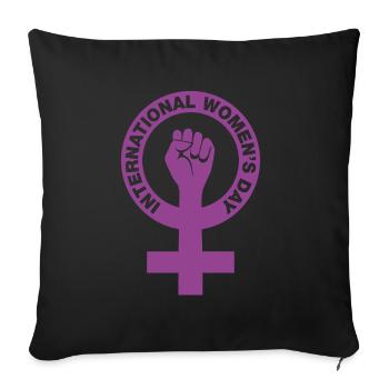 Journée internationale de la femme - Cadeau - Housse de coussin décorative 45 x 45 cm - noir - Devant