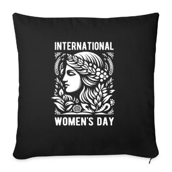 Journée internationale de la femme - Cadeau - Housse de coussin décorative 45 x 45 cm - noir - Devant