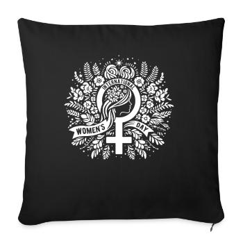 Journée internationale de la femme - Cadeau - Housse de coussin décorative 45 x 45 cm - noir - Devant