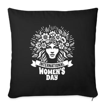 Journée de la femme, Journée internationale de la femme, Happy Women' - Housse de coussin décorative 45 x 45 cm - noir - Devant