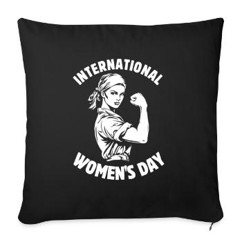 Journée internationale de la femme - Cadeau - Housse de coussin décorative 45 x 45 cm - noir - Devant