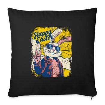 Happy Easter - Cool Easter Bunny - Easter Egg - Sofa pillowcase 17,3'' x 17,3'' (45 x 45 cm) - black - Front