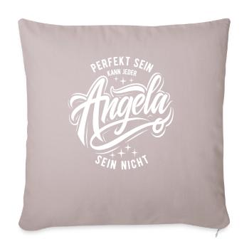 Vorname Angela - Namenstag - Geschenk - Sofakissenbezug 45 x 45 cm - helles Taupe - Vorne