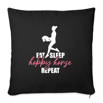 Manger, dormir, cheval de loisir, répéter - Cadeau - Housse de coussin décorative 45 x 45 cm - noir - Devant