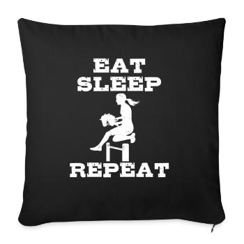 Manger, dormir, cheval de loisir, répéter - Cadeau - Housse de coussin décorative 45 x 45 cm - noir - Devant