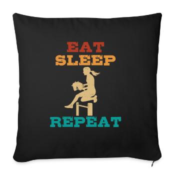 Manger, dormir, cheval de loisir, répéter - Cadeau - Housse de coussin décorative 45 x 45 cm - noir - Devant