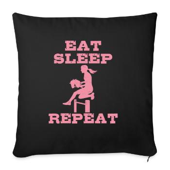 Manger, dormir, cheval de loisir, répéter - Cadeau - Housse de coussin décorative 45 x 45 cm - noir - Devant