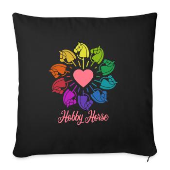 Cheval de loisir - Cheval de loisir - Equitation - Arc-en-ciel - Housse de coussin décorative 45 x 45 cm - noir - Devant