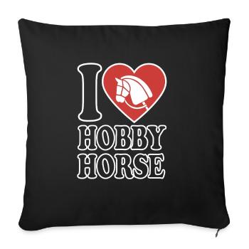 J’aime hobby cheval - Coeur - Hobby - Housse de coussin décorative 45 x 45 cm - noir - Devant