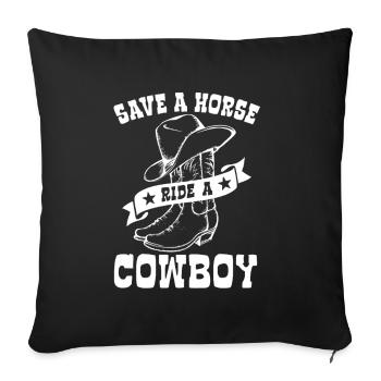 Sauvez un cheval, montez un cow-boy - Spruch - Housse de coussin décorative 45 x 45 cm - noir - Devant