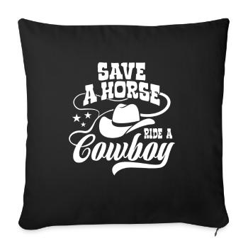 Sauvez un cheval, montez un cow-boy - Spruch - Housse de coussin décorative 45 x 45 cm - noir - Devant