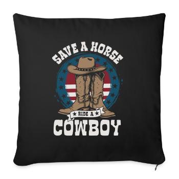 Sauvez un cheval, montez un cow-boy - Spruch - Housse de coussin décorative 45 x 45 cm - noir - Devant