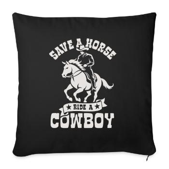 Sauvez un cheval, montez un cow-boy - Spruch - Housse de coussin décorative 45 x 45 cm - noir - Devant