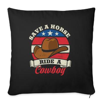 Sauvez un cheval, montez un cow-boy - Spruch - Housse de coussin décorative 45 x 45 cm - noir - Devant
