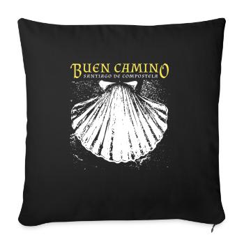 Buen Camino, coquille Saint-Jacques-de-Compostelle - Housse de coussin décorative 45 x 45 cm - noir - Devant