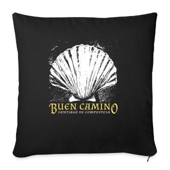Buen Camino, coquille Saint-Jacques-de-Compostelle - Housse de coussin décorative 45 x 45 cm - noir - Devant