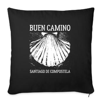 Buen Camino, coquille Saint-Jacques-de-Compostelle - Housse de coussin décorative 45 x 45 cm - noir - Devant