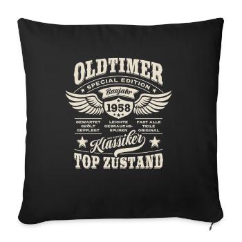 Oldtimer Baujahr 1958 - Geburtstag - Geschenk - Sofakissenbezug 45 x 45 cm - Schwarz - Vorne