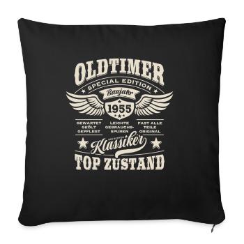 Oldtimer Baujahr 1955 - Geburtstag - Geschenk - Sofakissenbezug 45 x 45 cm - Schwarz - Vorne