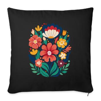 Flowers - Spring - Summer - Blossoms - Sofa pillowcase 17,3'' x 17,3'' (45 x 45 cm) - black - Front