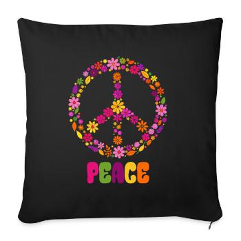Peace, Floral Wreath, Peace Sign, Gift - Sofa pillowcase 17,3'' x 17,3'' (45 x 45 cm) - black - Front