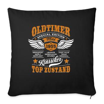 Oldtimer Mai 1955 - Geburtstag - Geschenk - Sofakissenbezug 45 x 45 cm - Schwarz - Vorne