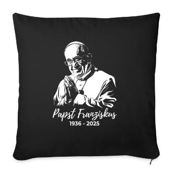 Papst Franziskus faltet die Hände und betet - Sofakissenbezug 45 x 45 cm - Schwarz - Vorne