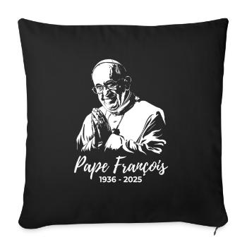 Le pape François croise les mains et prie - Housse de coussin décorative 45 x 45 cm - noir - Devant