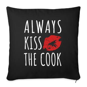 Embrassez toujours le cuisinier - kochen - Spruch - Housse de coussin décorative 45 x 45 cm - noir - Devant