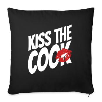 Kiss the cook - cock - pun - saying - Sofa pillowcase 17,3'' x 17,3'' (45 x 45 cm) - black - Front