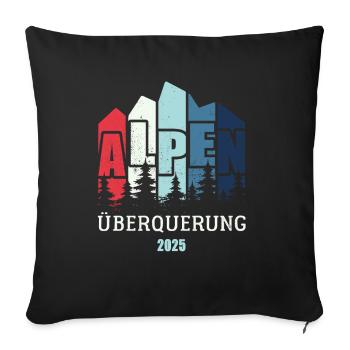 Alpen Überquerung 2025 - Fahrrad Wandern Routen - Sofakissenbezug 45 x 45 cm - Schwarz - Vorne