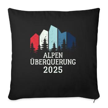 Alpen Überquerung 2025 - Fahrrad Wandern Routen - Sofakissenbezug 45 x 45 cm - Schwarz - Vorne
