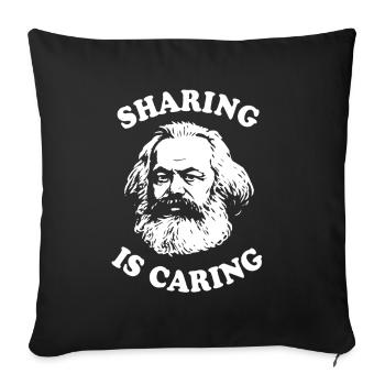 Sharing is caring - Funny Karl Marx Cartoon - Sofa pillowcase 17,3'' x 17,3'' (45 x 45 cm) - black - Front