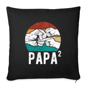 Papa von zwei Kindern - Team - Familie - Sofakissenbezug 45 x 45 cm - Schwarz - Vorne
