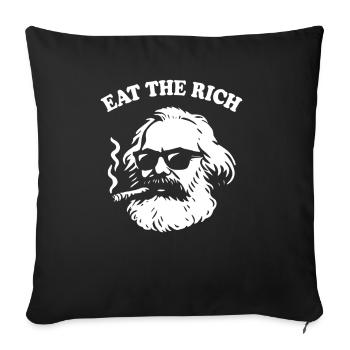 Mangez les riches - Dessin animé drôle de Karl Marx - Dire - Housse de coussin décorative 45 x 45 cm - noir - Devant