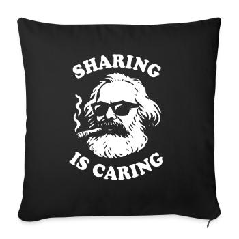 Sharing is caring - Funny Karl Marx Cartoon - Sofa pillowcase 17,3'' x 17,3'' (45 x 45 cm) - black - Front