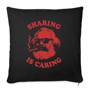 Sharing is caring - Funny Karl Marx Cartoon - Sofa pillowcase 17,3'' x 17,3'' (45 x 45 cm) - black - Front