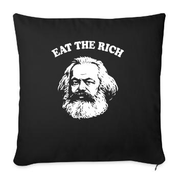Mangez les riches - Dessin animé drôle de Karl Marx - Housse de coussin décorative 45 x 45 cm - noir - Devant