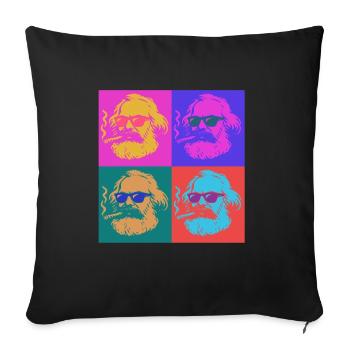 Karl Marx - cool avec cigare - Style Warhol - Housse de coussin décorative 45 x 45 cm - noir - Devant