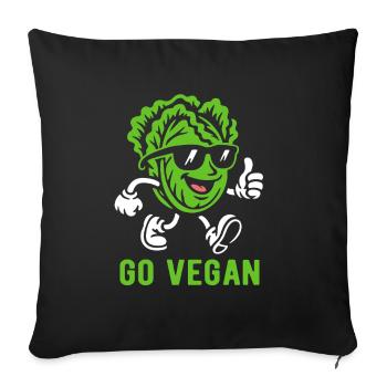 Salade - Go Vegan - Régime végétalien - Housse de coussin décorative 45 x 45 cm - noir - Devant