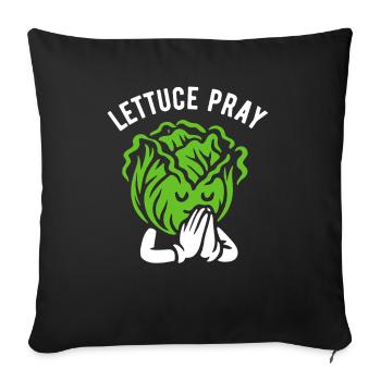 Lettuce pray - Cartoon lettuce head prays - pun - Sofa pillowcase 17,3'' x 17,3'' (45 x 45 cm) - black - Front