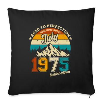 Édition limitée Juillet 1975 Cadeau d’anniversaire - Housse de coussin décorative 45 x 45 cm - noir - Devant