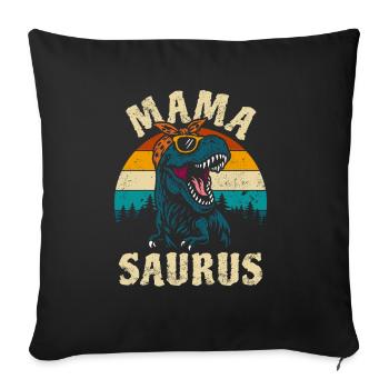 Maman Saurus - T-Rex - Tyrannosaure - Cadeau - Housse de coussin décorative 45 x 45 cm - noir - Devant