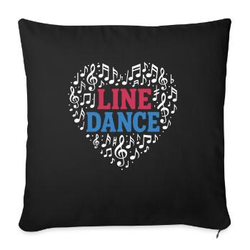 Danse en ligne - Danse avec le cœur - Musique Cadeau - Housse de coussin décorative 45 x 45 cm - noir - Devant