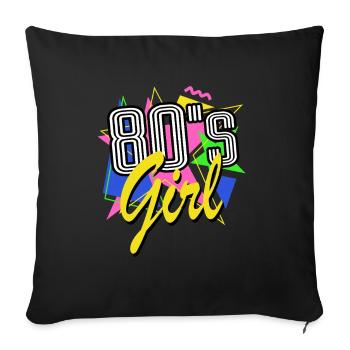 80s girl - 80s - colorful + crazy - retro - Sofa pillowcase 17,3'' x 17,3'' (45 x 45 cm) - black - Front