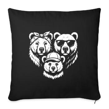 Bear Family - Mom Dad Son Gift - Sofa pillowcase 17,3'' x 17,3'' (45 x 45 cm) - black - Front