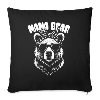 Maman Ours - Fête des Mères - Cadeau - Housse de coussin décorative 45 x 45 cm - noir - Devant