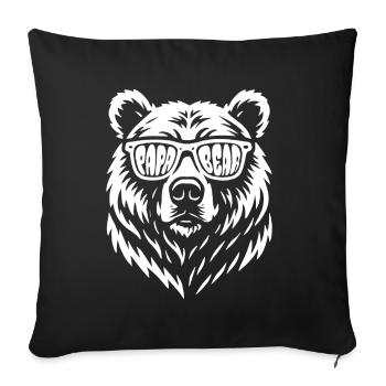 Papa Ours - Fête des Pères - Cadeau - Housse de coussin décorative 45 x 45 cm - noir - Devant