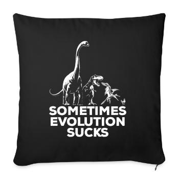 Parfois, l’évolution craint - Dinosaure - Poulet - Housse de coussin décorative 45 x 45 cm - noir - Devant