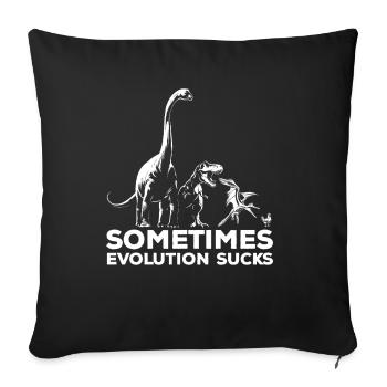 Parfois, l’évolution craint - Dinosaure - Poulet - Housse de coussin décorative 45 x 45 cm - noir - Devant